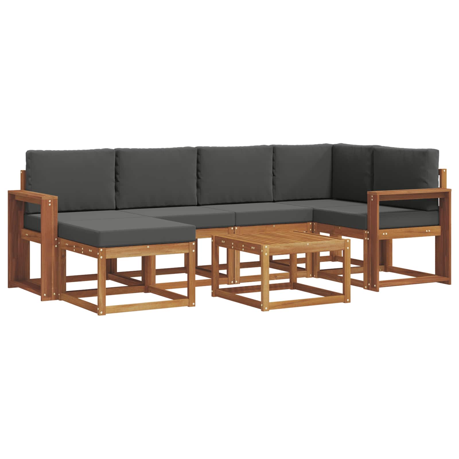 Set di divani da esterno con cuscino 7 pcs Naturale e Antracite | homemem39