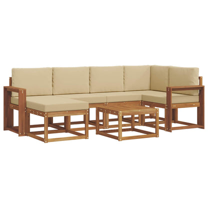 Set di divani da esterno con cuscino 7 pcs Naturale e Beige | homemem39