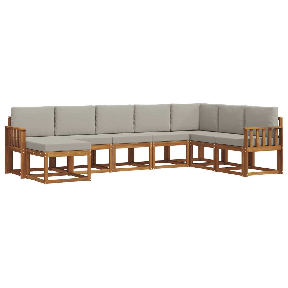 Set di divani da esterno 8 pz Grigio Naturale e Chiaro
