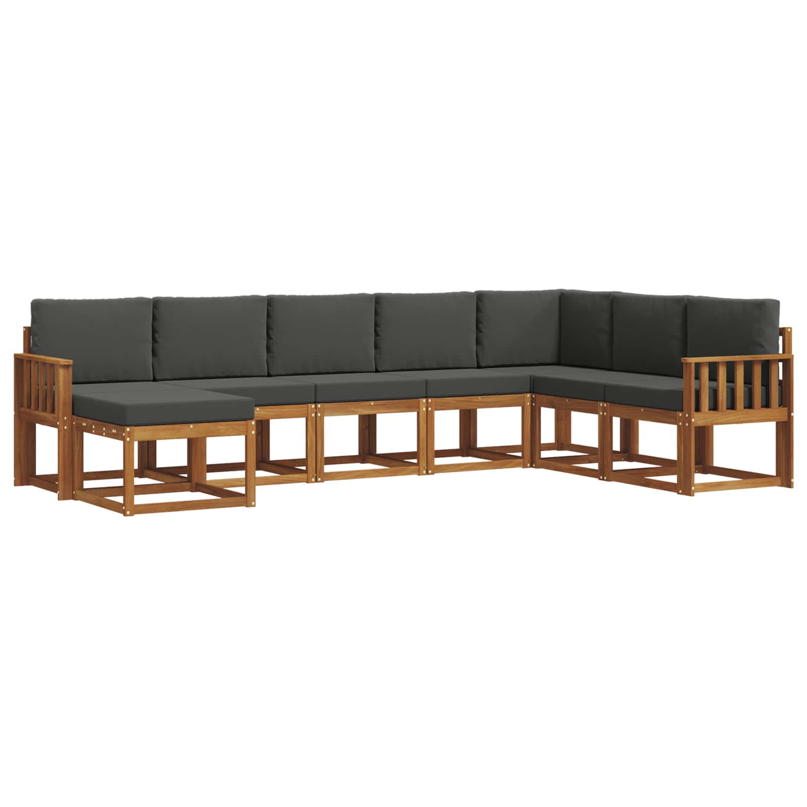 Set di divani da esterno con cuscino 8 pcs Naturale e Antracite | homemem39