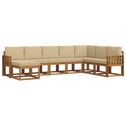 Set di divani da esterno 8 pz Naturale e Beige