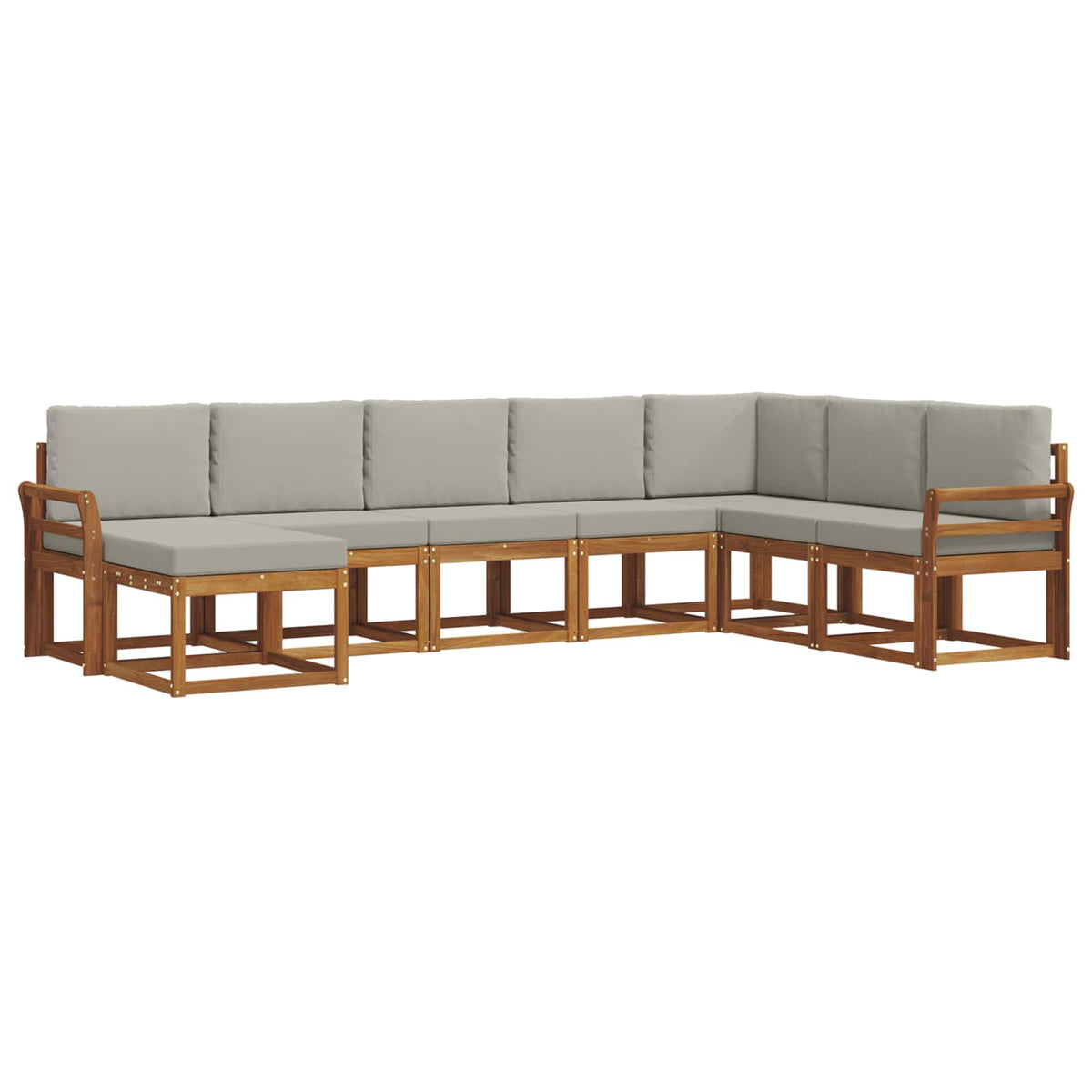 Set di divani da esterno 8 pz Grigio Naturale e Chiaro