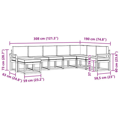 Set di divani da esterno 8 pz Grigio Naturale e Chiaro