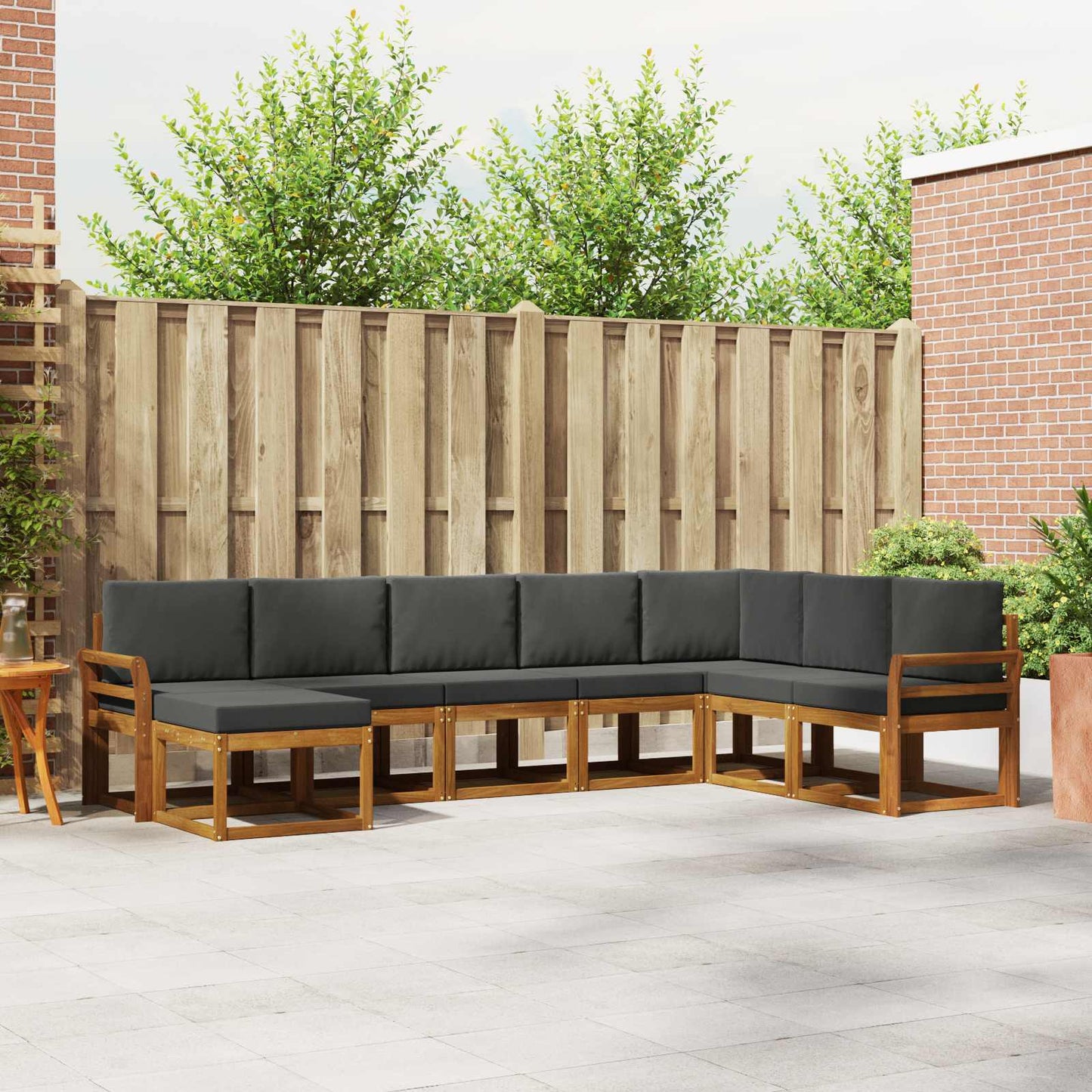 Set di divani da esterno con cuscino 8 pcs Naturale e Antracite