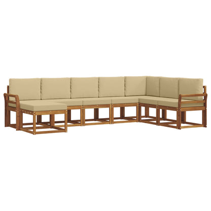 Set di divani da esterno 8 pz Naturale e Beige