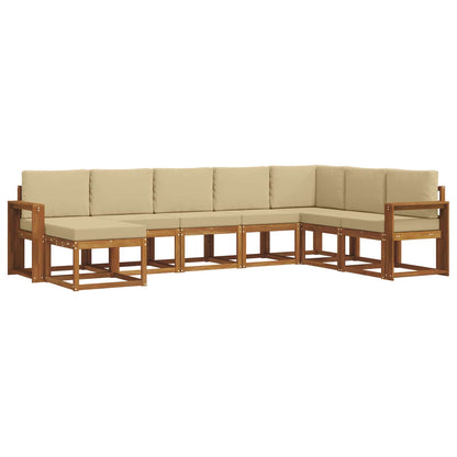 Set di divani da esterno 8 pz Naturale e Beige