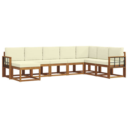 Set di divani da esterno con cuscino 8 pcs Naturale e Crema | homemem39
