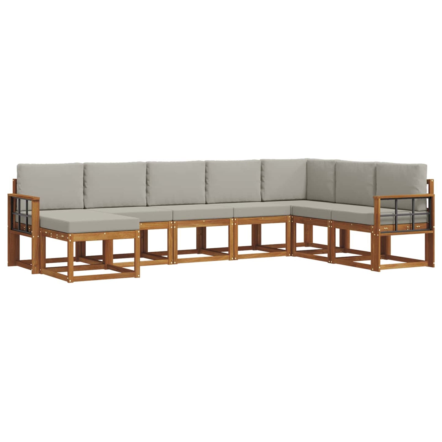 Set di divani da esterno 8 pcs Grigio Naturale e Chiaro | homemem39