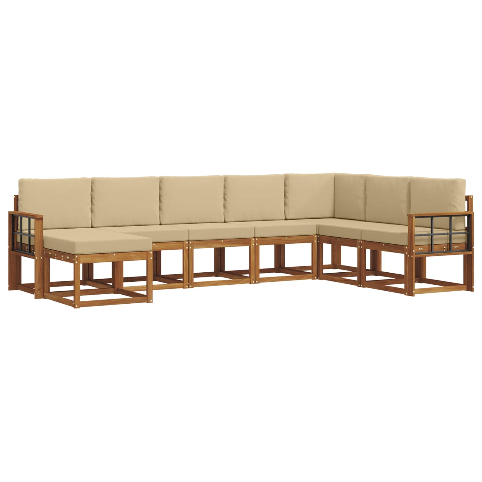 Set di divani da esterno con cuscino 8 pcs Naturale e Beige | homemem39