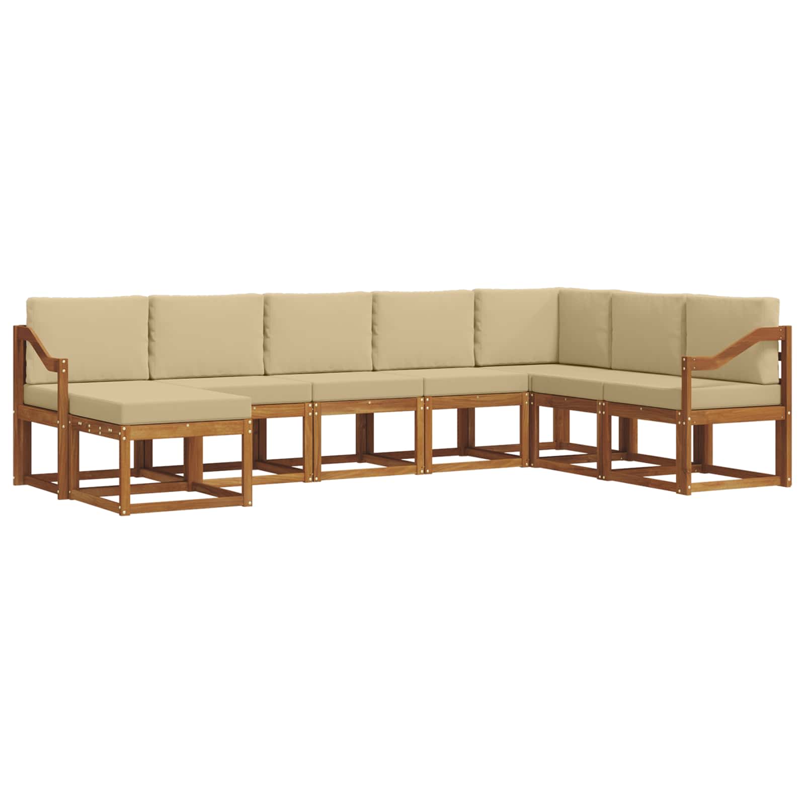 Set di divani da esterno con cuscino 8 pcs Naturale e Beige | homemem39