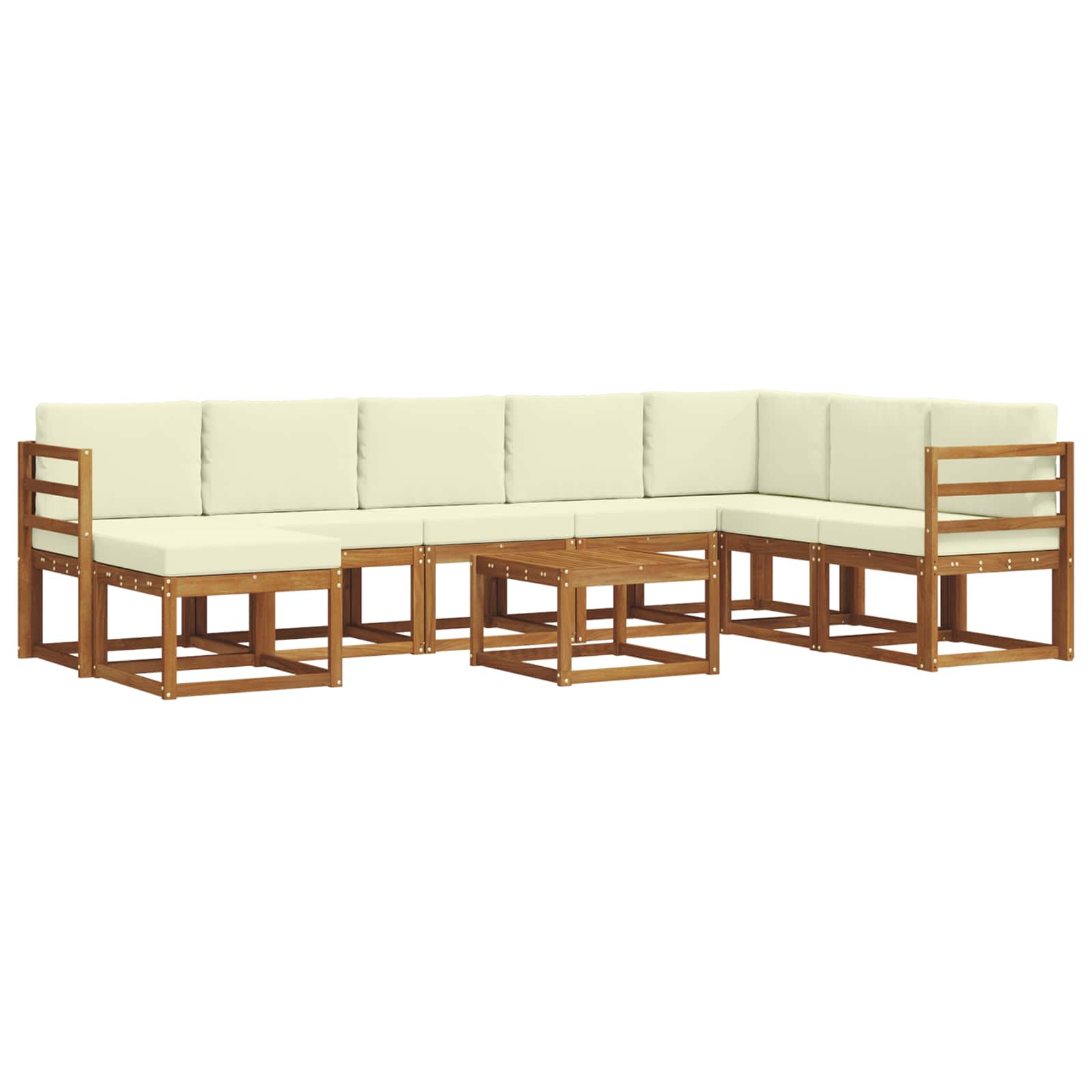 Set di divani da esterno con cuscino 9 pcs Naturale e Crema | homemem39