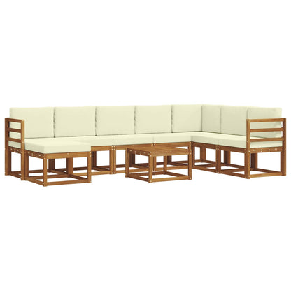 Set di divani da esterno con cuscino 9 pcs Naturale e Crema | homemem39