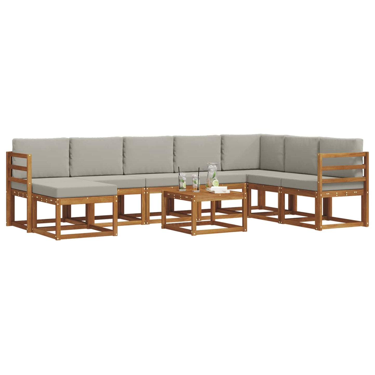 Set di divani da esterno 9 pcs Grigio Naturale e Chiaro | homemem39