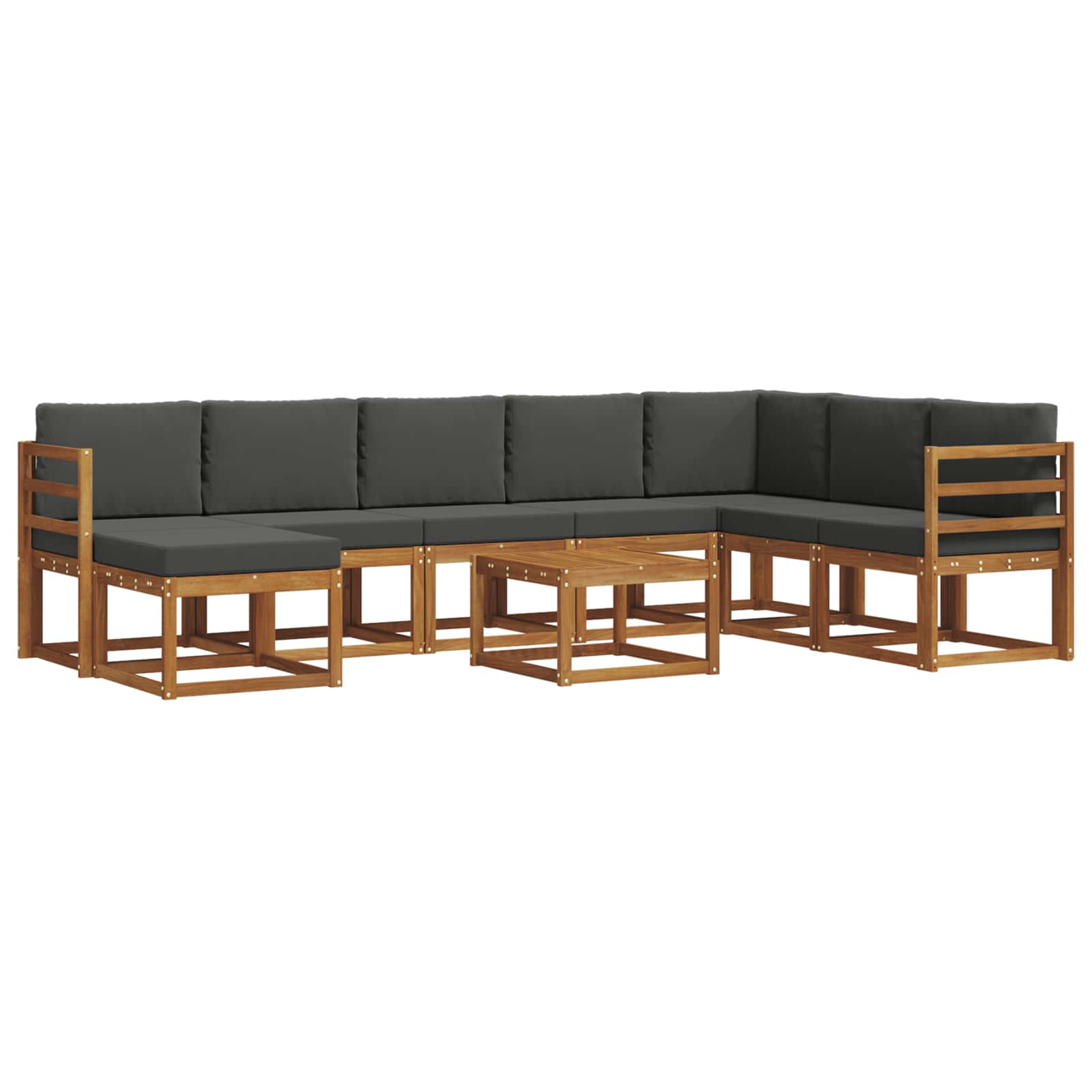 Set di divani da esterno con cuscino 9 pcs Naturale e Antracite | homemem39