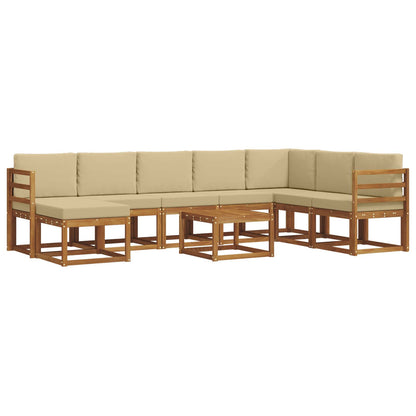 Set di divani da esterno con cuscino 9 pcs Naturale e Beige | homemem39