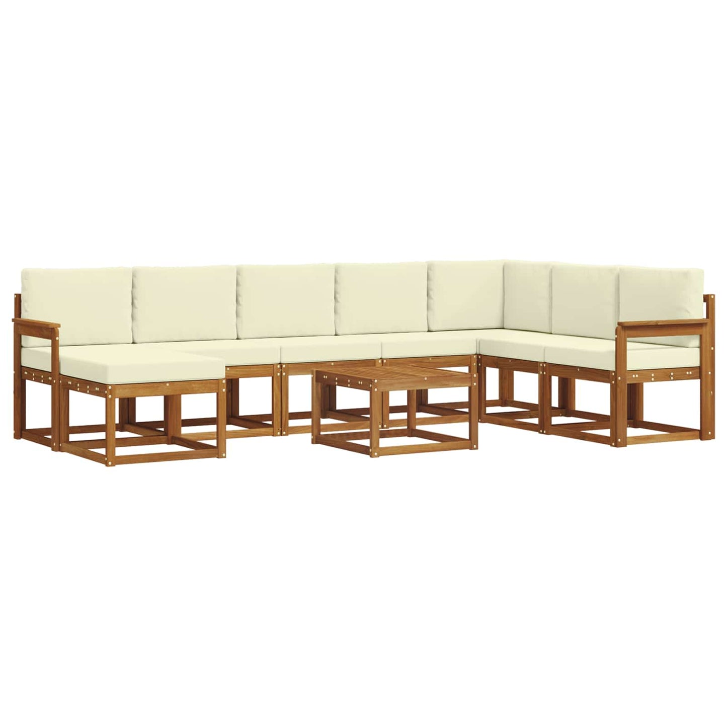 Set di divani da esterno con cuscino 9 pcs Naturale e Crema