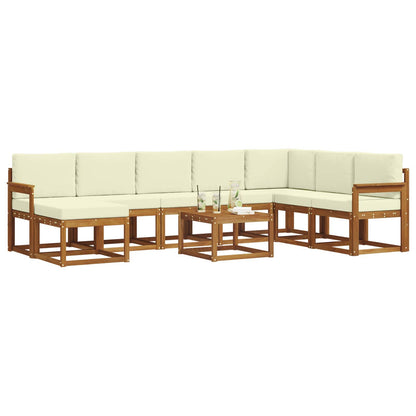 Set di divani da esterno con cuscino 9 pcs Naturale e Crema | homemem39