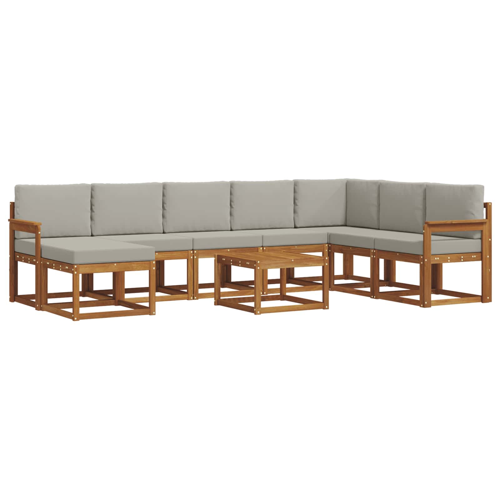 Set di divani da esterno 9 pcs Grigio Naturale e Chiaro | homemem39