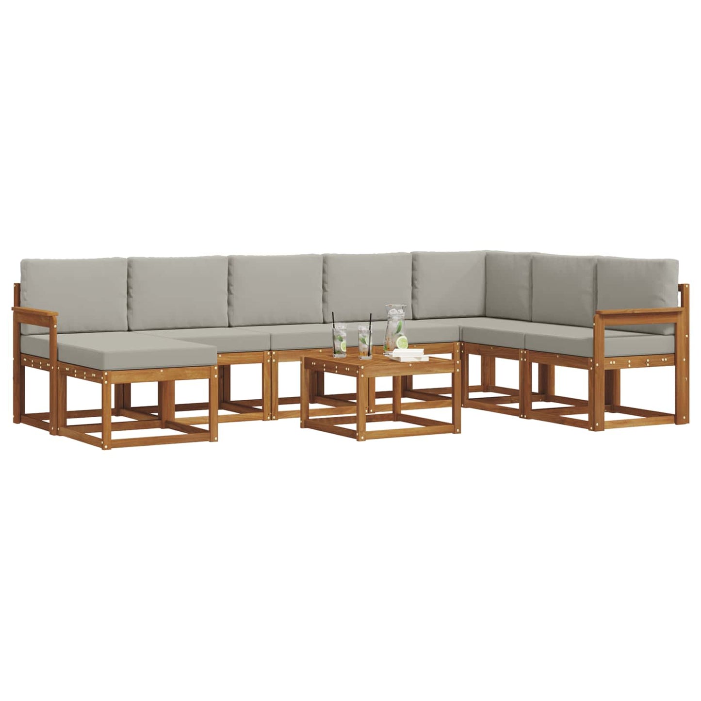 Set di divani da esterno 9 pcs Grigio Naturale e Chiaro | homemem39