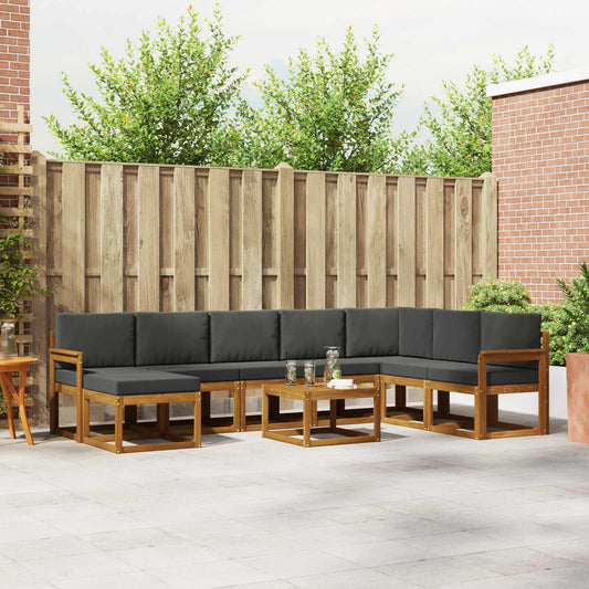 Set di divani da esterno con cuscino 9 pcs Naturale e Antracite