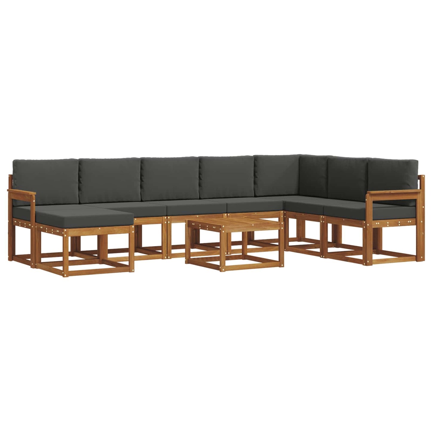Set di divani da esterno con cuscino 9 pcs Naturale e Antracite | homemem39