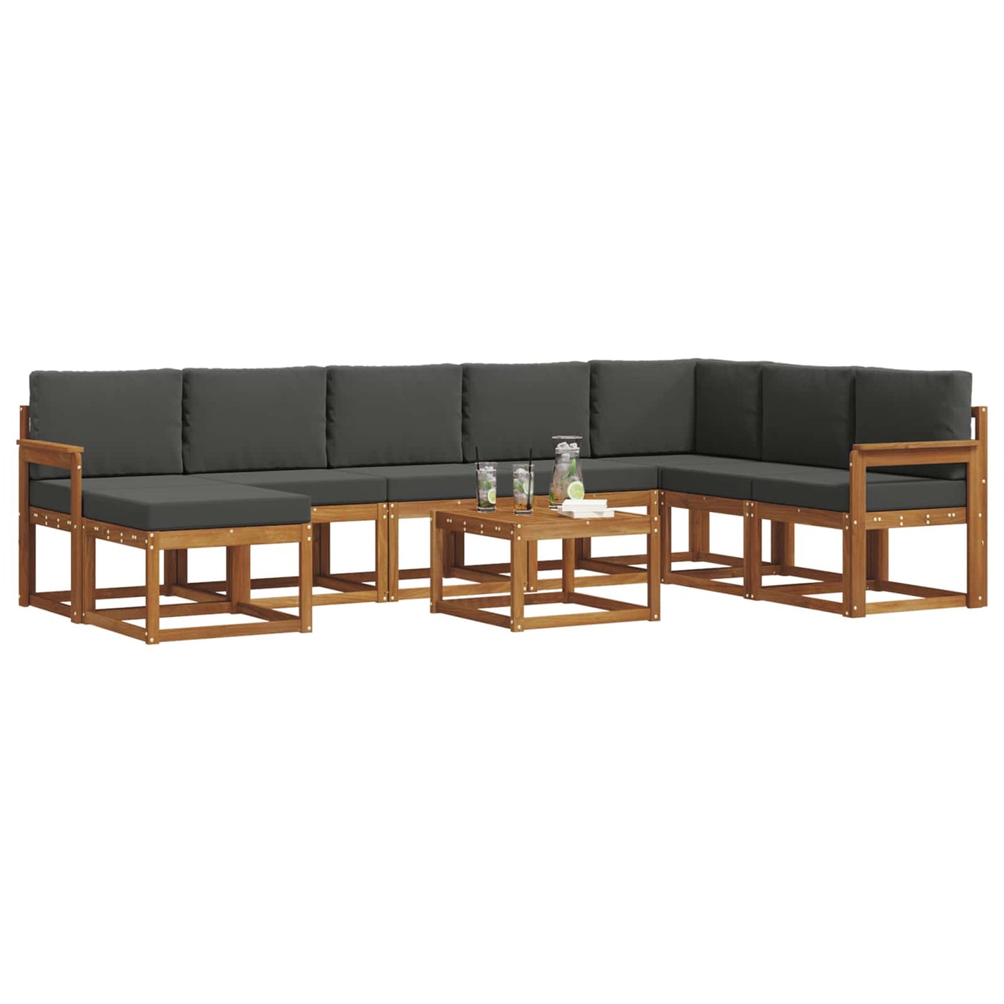 Set di divani da esterno con cuscino 9 pcs Naturale e Antracite