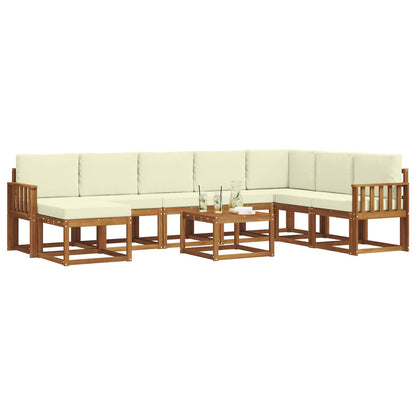 Set di divani da esterno con cuscino 9 pcs Naturale e Crema | homemem39