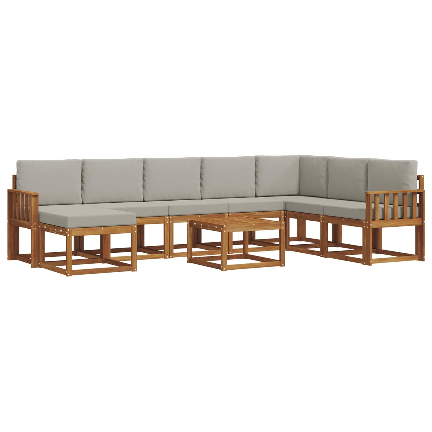 Set di divani da esterno 9 pcs Grigio Naturale e Chiaro | homemem39