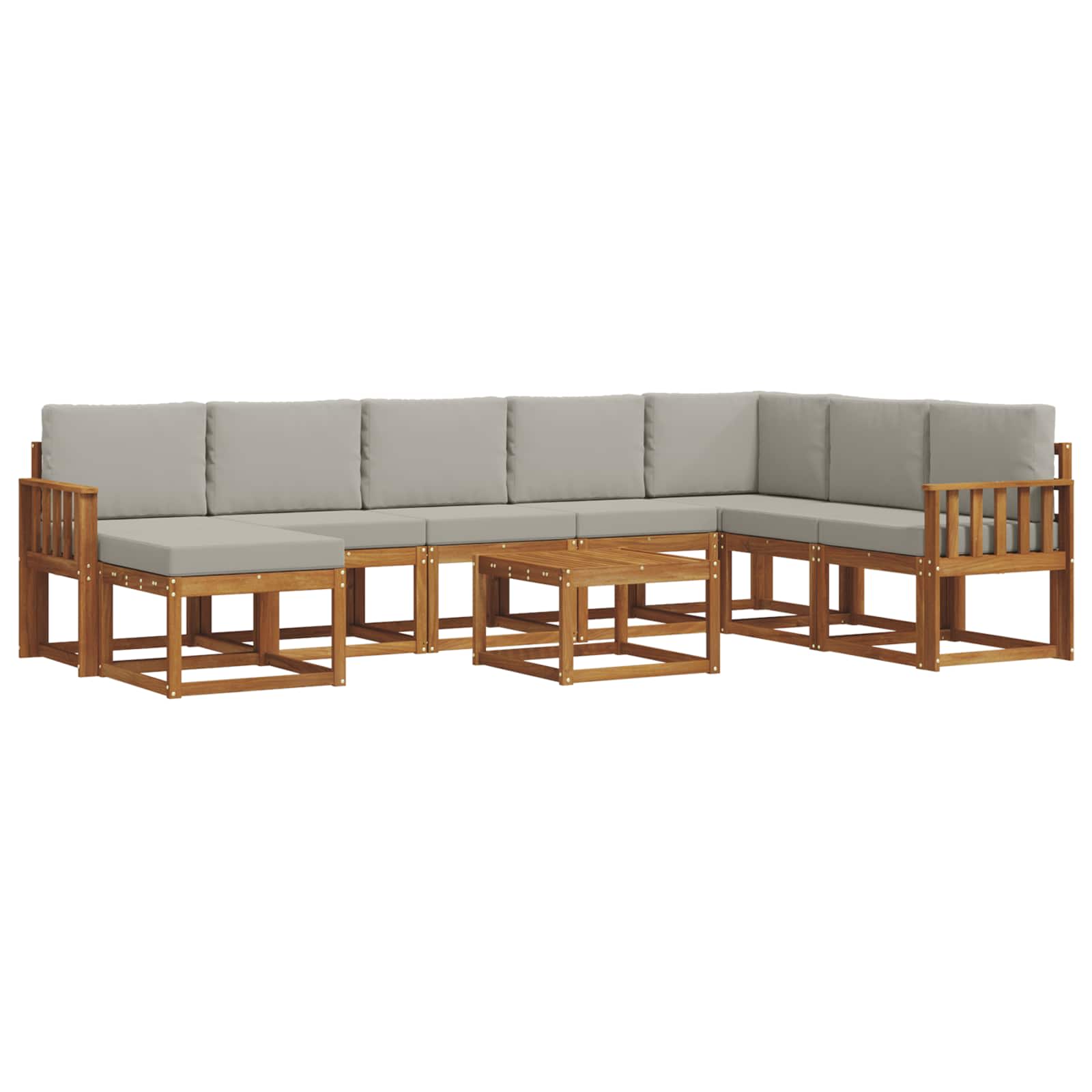 Set di divani da esterno 9 pcs Grigio Naturale e Chiaro | homemem39