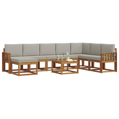 Set di divani da esterno 9 pcs Grigio Naturale e Chiaro