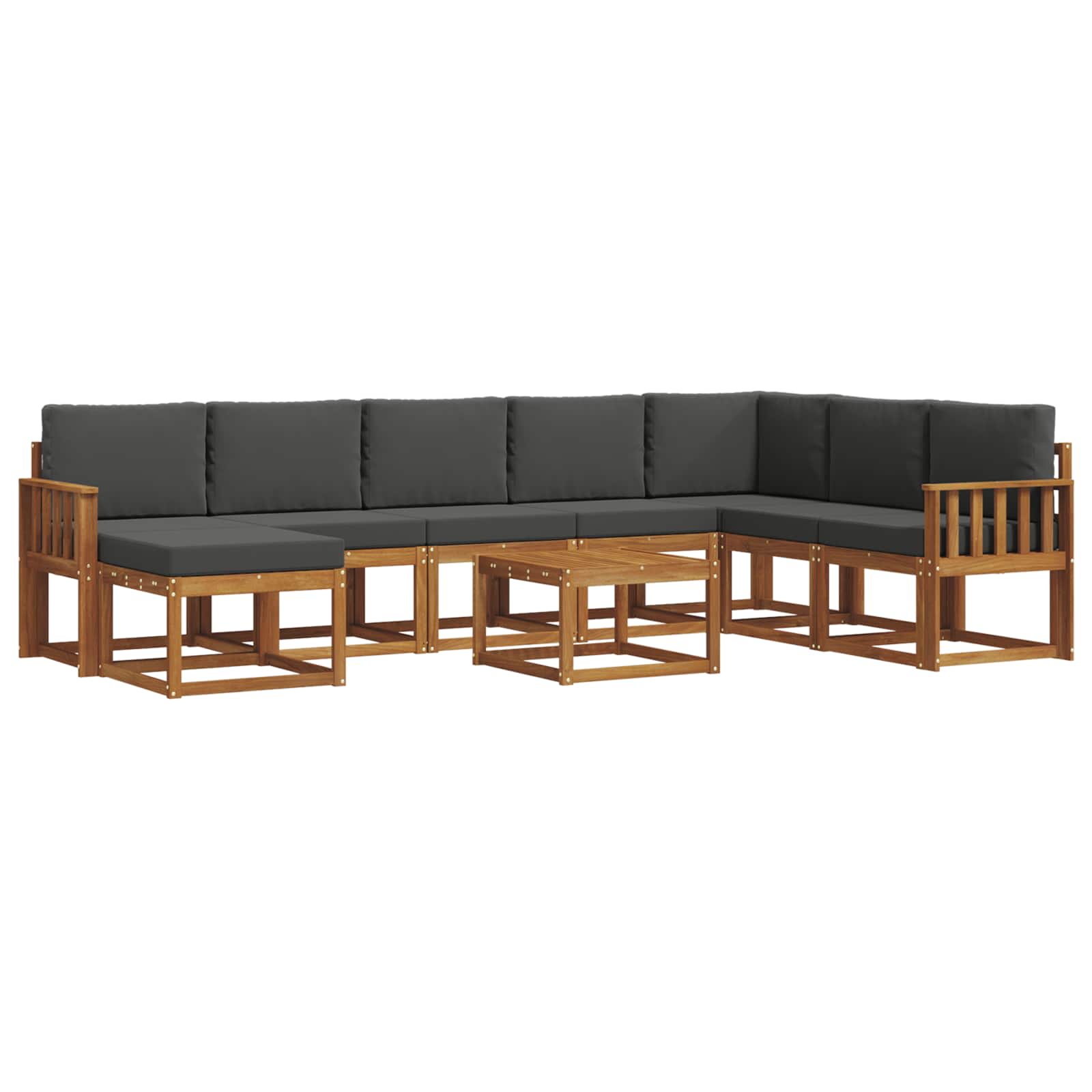 Set di divani da esterno con cuscino 9 pcs Naturale e Antracite | homemem39