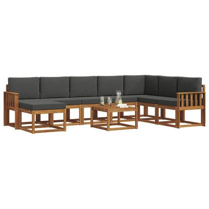Set di divani da esterno con cuscino 9 pcs Naturale e Antracite