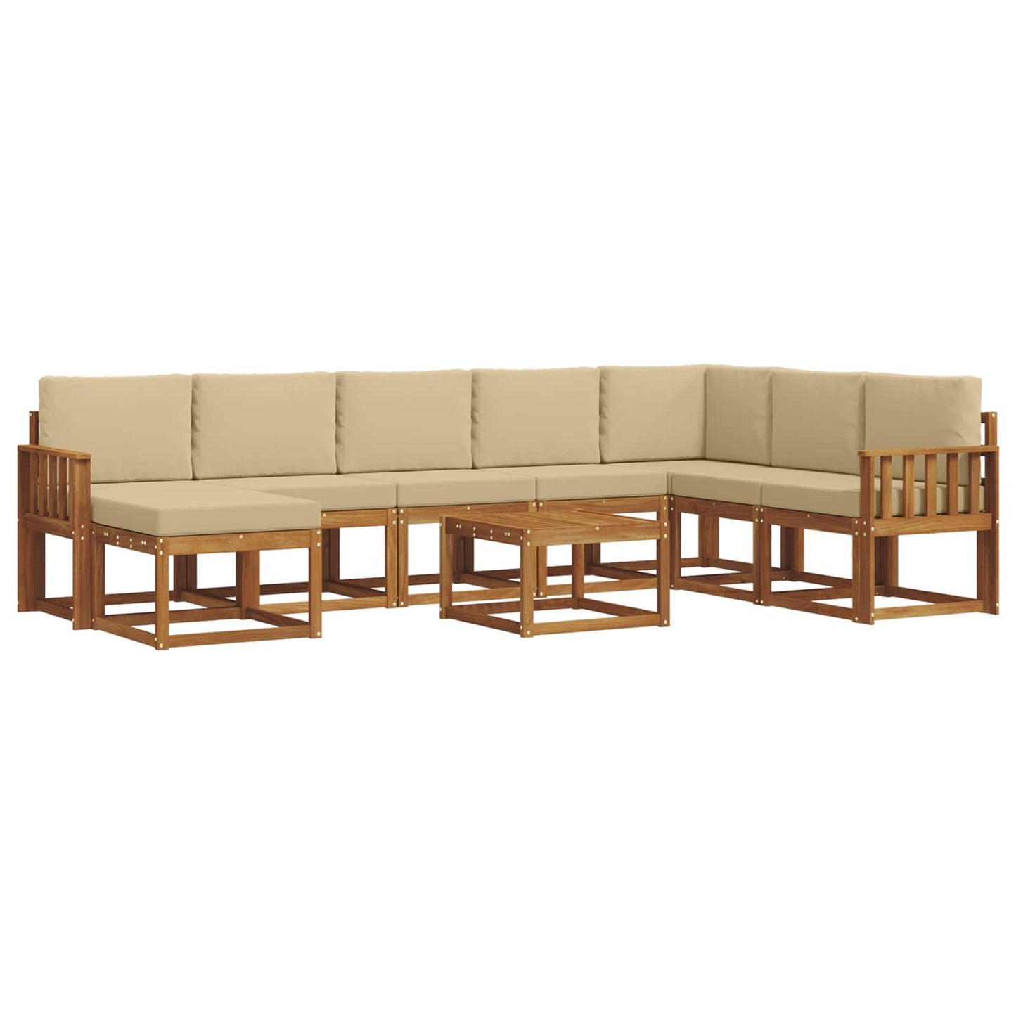 Set di divani da esterno con cuscino 9 pcs Naturale e Beige