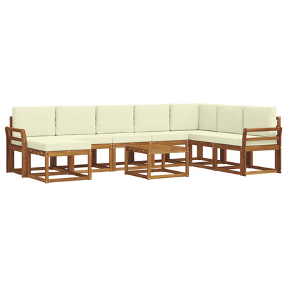 Set di divani da esterno con cuscino 9 pcs Naturale e Crema | homemem39