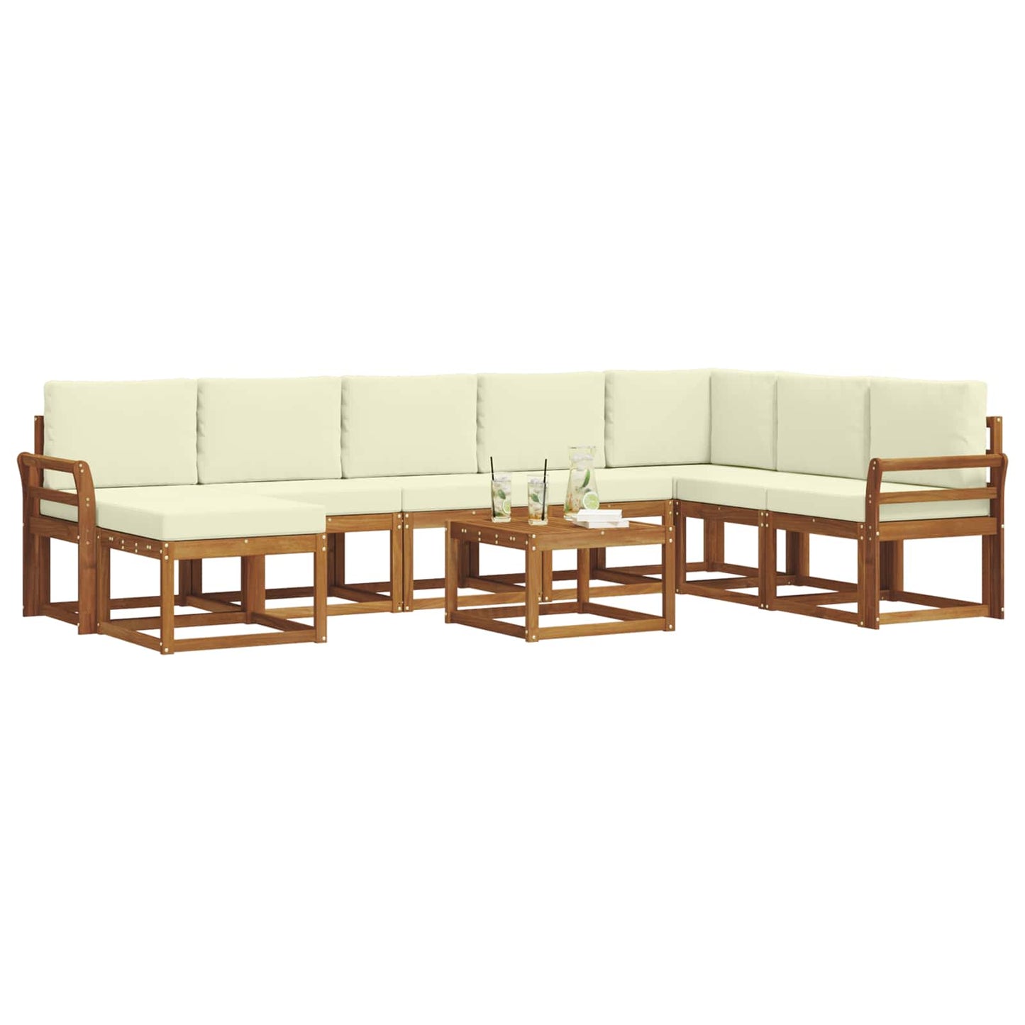 Set di divani da esterno con cuscino 9 pcs Naturale e Crema | homemem39