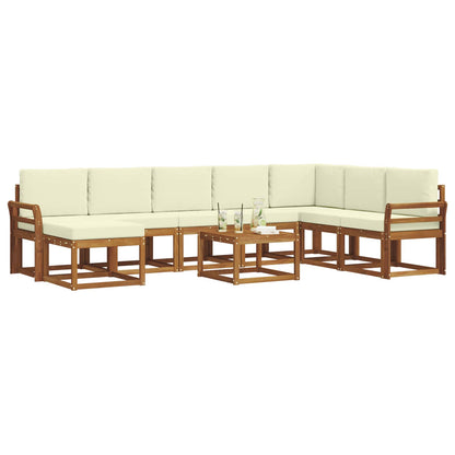 Set di divani da esterno con cuscino 9 pcs Naturale e Crema | homemem39