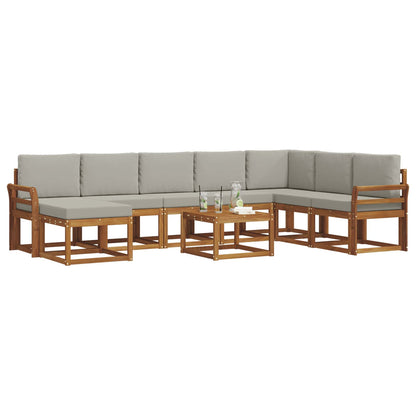 Set di divani da esterno 9 pcs Grigio Naturale e Chiaro | homemem39