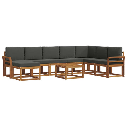 Set di divani da esterno con cuscino 9 pcs Naturale e Antracite | homemem39