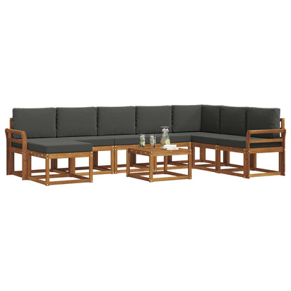 Set di divani da esterno con cuscino 9 pcs Naturale e Antracite | homemem39