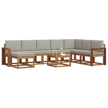 Set di divani da esterno 9 pcs Grigio Naturale e Chiaro | homemem39