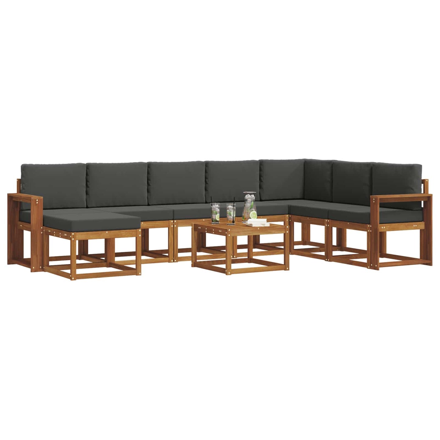 Set di divani da esterno con cuscino 9 pcs Naturale e Antracite