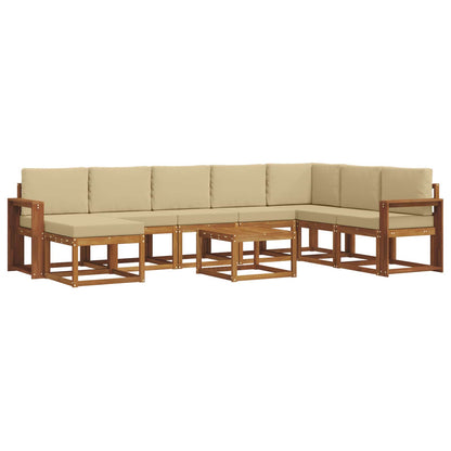 Set di divani da esterno con cuscino 9 pcs Naturale e Beige | homemem39