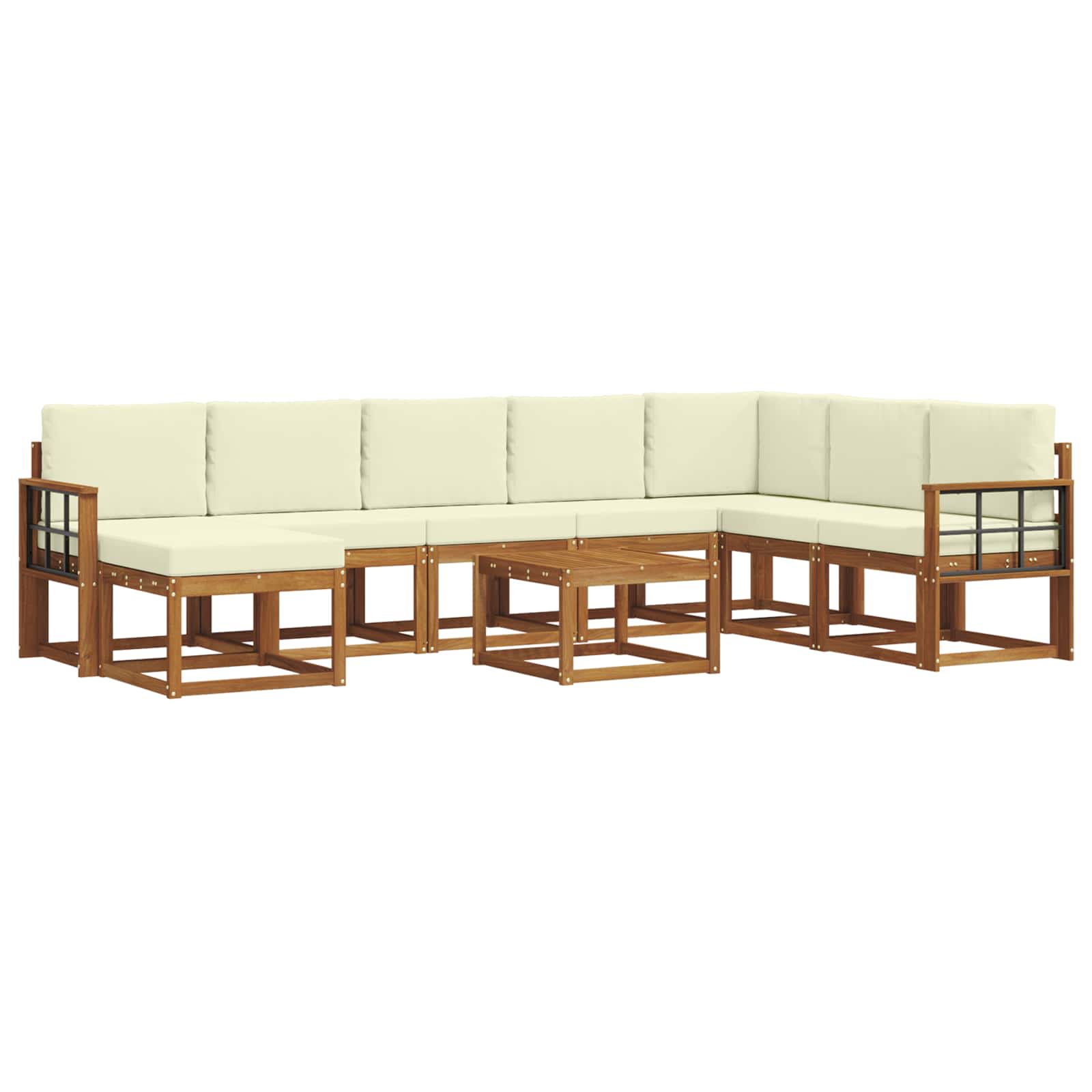 Set di divani da esterno con cuscino 9 pcs Naturale e Crema | homemem39
