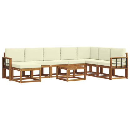 Set di divani da esterno con cuscino 9 pcs Naturale e Crema | homemem39