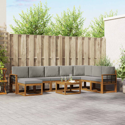 Set di divani da esterno 9 pcs Grigio Naturale e Chiaro