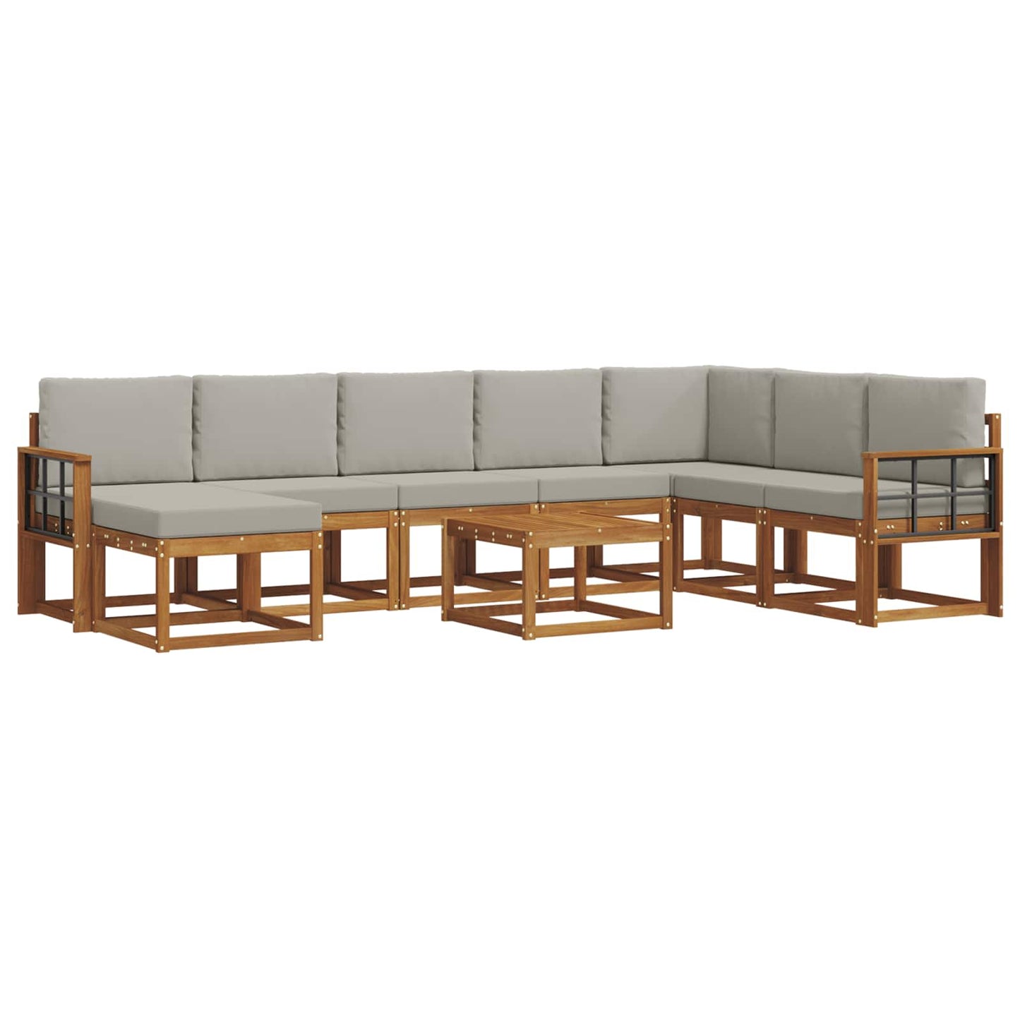 Set di divani da esterno 9 pcs Grigio Naturale e Chiaro | homemem39