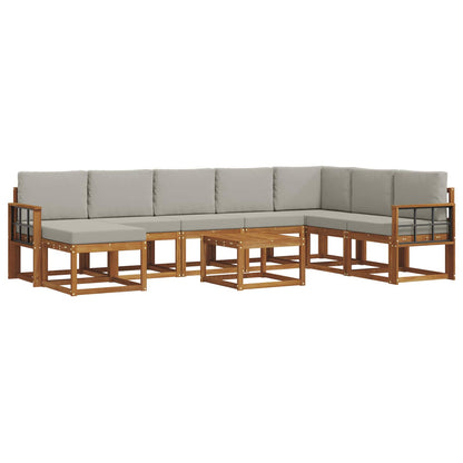 Set di divani da esterno 9 pcs Grigio Naturale e Chiaro | homemem39