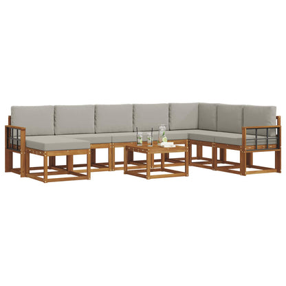 Set di divani da esterno 9 pcs Grigio Naturale e Chiaro | homemem39