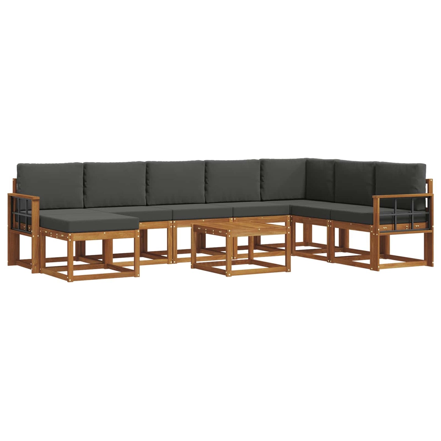 Set di divani da esterno con cuscino 9 pcs Naturale e Antracite