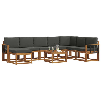 Set di divani da esterno con cuscino 9 pcs Naturale e Antracite